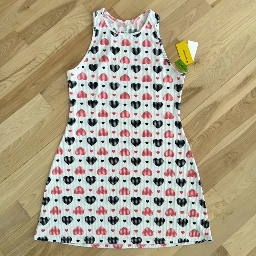 Eleven by Venus Hearts Skater Rib Dress NWT Large Tennis Pickleball